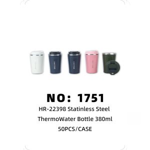NO: 1751 Smart Solid Color Embossed Thermos Mug 380ml 50PCS/CASE