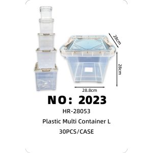 NO: 2023 Transparent Plastic Storage Box, L size, 28.8*28*28 cm, 30 pieces/case