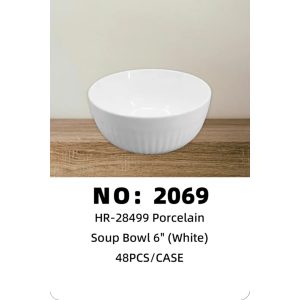 NO: 2069 6-inch ceramic bowl with relief design 48 pieces/case