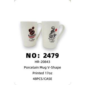 NO: 2479 Ceramic mug with baked decoration, high cone shape, 48 pieces/case