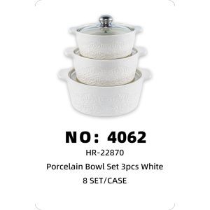 NO: 4062 Ceramic Cookware Set (3 Pieces) TG05 8SET/CASE
