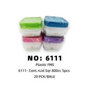 NO: 6111 Formosa 5pcs Plastic Lunch Box 800cc 20PCK/BALE