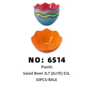 NO: 6514 ELITE Plastic Salad Bowl 30PCS/BALE