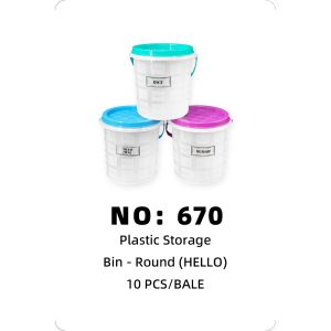 NO: 670 HELLO 10LT Transparent Rice Bucket 10PCS/BALE