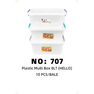 NO: 707 Square Transparent Storage Box 8LT HELLO 10PCS/BALE