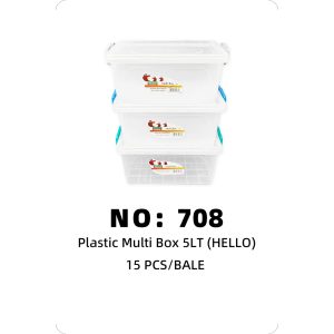 NO: 708 Square Transparent Storage Box 5LT HELLO 15PCS/BALE