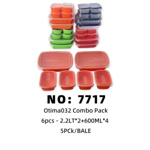 NO: 7717 Otima Plastic Lunch Box Set 12pcs 5PCK/BALE
