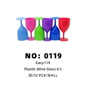 NO: 0119 Easy Red Wine Glass Plastic Cup 30/12 Pck/Ball