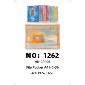 NO: 1262 A4 Frosted Zipper File Bag 480PCS/CASE