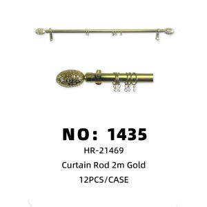 NO: 1435 Oval Head Gold 2-meter Single Curtain Rod 12pcs/CASE