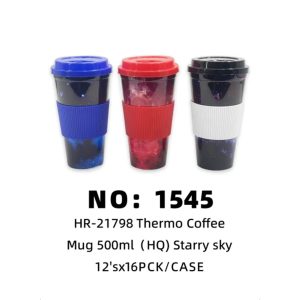 NO: 1545 Starry Sky Shaped Plastic Coffee Mug 500ml 12PCS*16pck/CASE