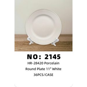 NO: 2145 11-inch ceramic plate, white pearl plate, 36 pieces/case