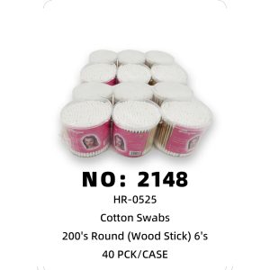 NO: 2148 200 wooden stick large round cotton swabs 40pck/CASE