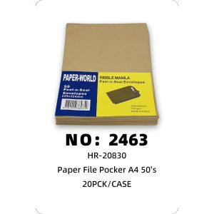 NO: 2463 Kraft Paper A4 Document Bag 20pck/CASE