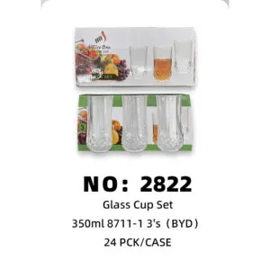 NO: 2822 BYD Glass 350ml 3pcs Set 24PCK/CASE