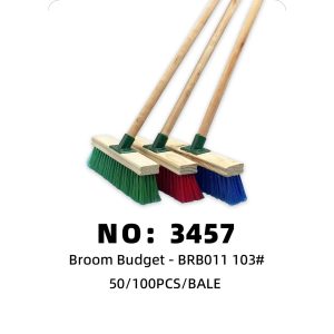 NO: 3457 Broom + Wooden Handle 50/100PCS/BALE