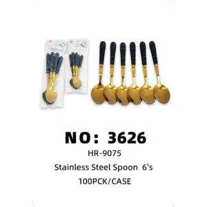 NO: 3626 Ceramic Handle Gold Wire Titanium Large Spoon 100PCK/CASE