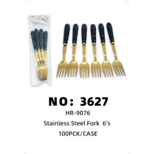 NO: 3627 Ceramic Handle Gold Wire Titanium Fork 100PCK/CASE