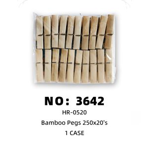 NO: 3642 Bamboo clothespins 250 x 20's 1CASE