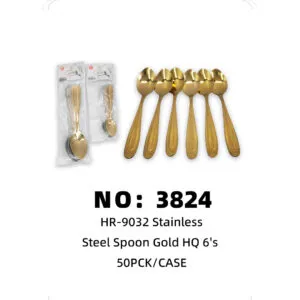 NO: 3824 New Flower Titanium-Plated Large Spoon 50PCK/CASE