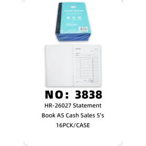 NO: 3838 Large Invoice Copy Book 16PCK/CASE
