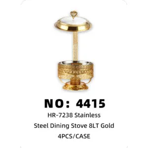 NO: 4415 Gold-plated high-rimmed round large glass-lid dining stove, 8 lbs, 4 PCS/CASE