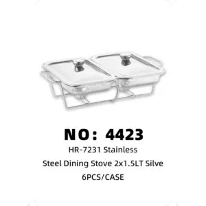 NO: 4423 Silver Glass Stove 2 x 1.5lt 6PCS/CASE