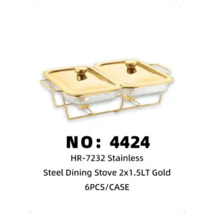NO: 4424 Gold Glass Stove 2 x 1.5lt 6PCS/CASE