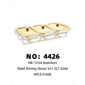 NO: 4426 Gold Glass Dining Stove 3 x 1.5lt 4PCS/CASE