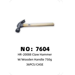 NO: 7604 Wooden Handle Claw Hammer 750g 36PCS/CASE
